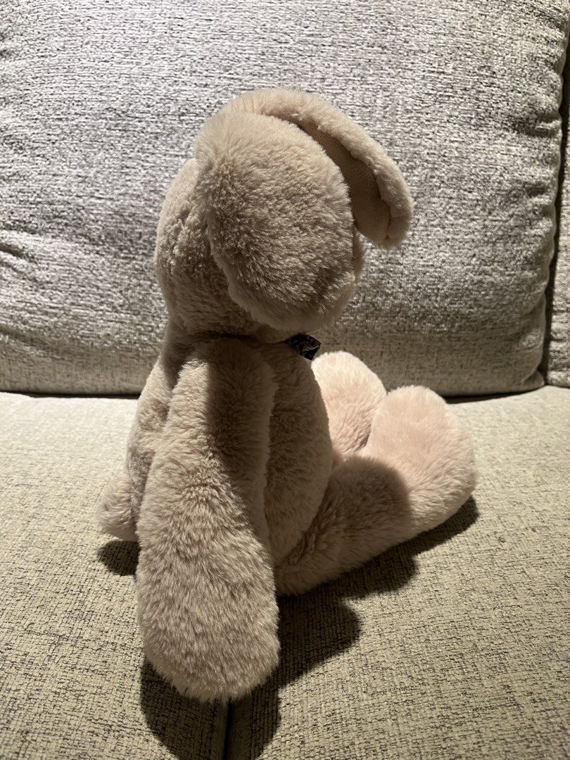 miniso bunny rabbit with bow tie knot plush (Category: Plushies & Soft Toys) located in Quezon City. Submitted by giytan (Listing ID 1463652131, Image 3). Description: around 27cm/10.6inches is beige n has a blue patterned bowknot/tie.