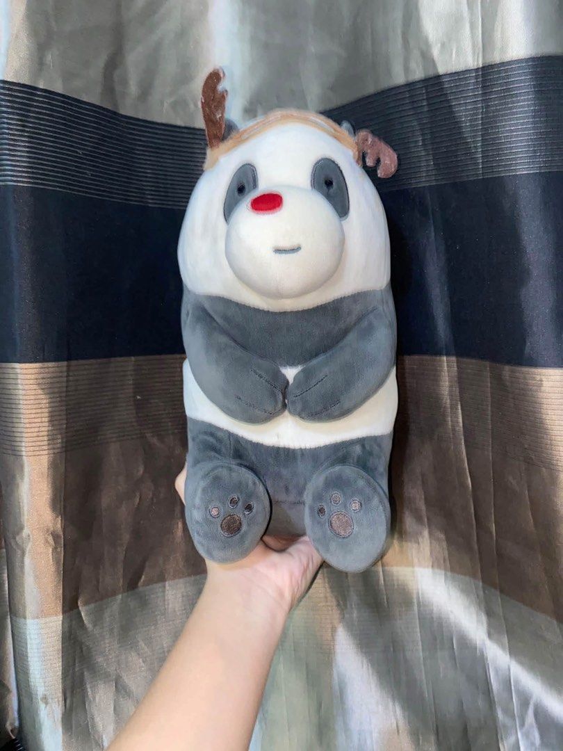 MINISO Panpan Plush Toy with Antlers (Category: Plushies & Soft Toys) located in Tarlac. Submitted by ysabellea_ (Listing ID 1463715273, Image 1). Description: - Super soft panda plush toy - Features cute antlers for a festive look - Embroidered paw prints on the paws - Ideal for cuddling or as a decorative piece - Ready for its new home!.