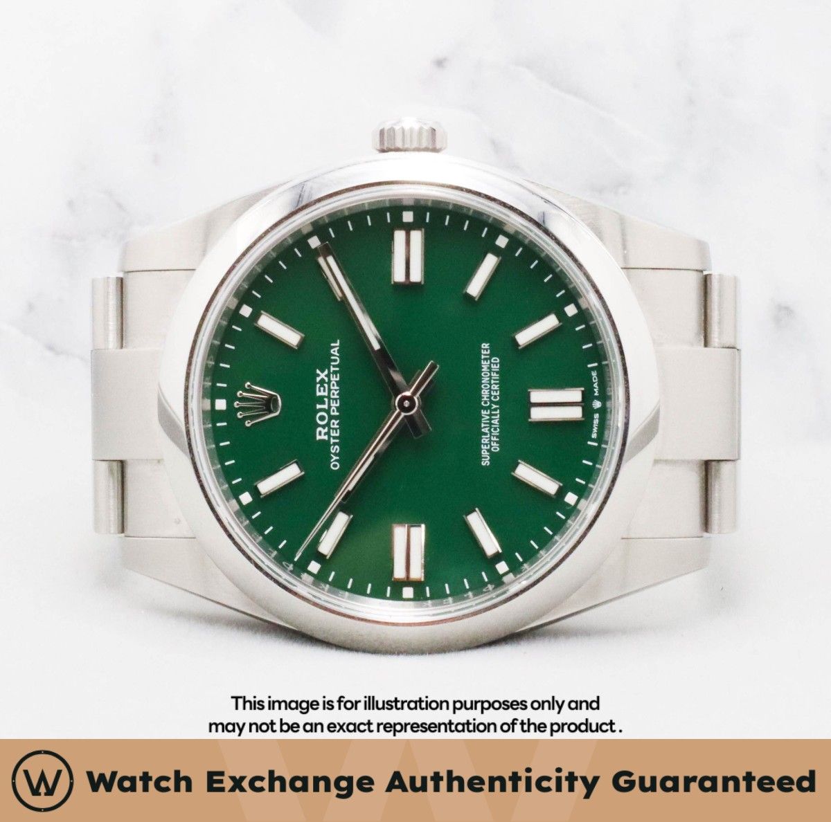[Mint] Rolex Oyster Perpetual Oyster 124300 OP Green Dial Z28215 Jan 2022 (Category: Watches) located in Singapore. Submitted by watchexchange.sg (Listing ID 1458704986, Image 1). Description: [Mint] Rolex Oyster Perpetual Oyster 124300 OP Green Dial Z28215 Jan 2022 Price: $11,300 Brand: Rolex Model: 124300 Condition: Mint Dial: Green Case Diameter: 41mm Material: Stainless Steel Original Box: Yes Original Cert/Papers: Yes Dated: Jan 2022 Warrant