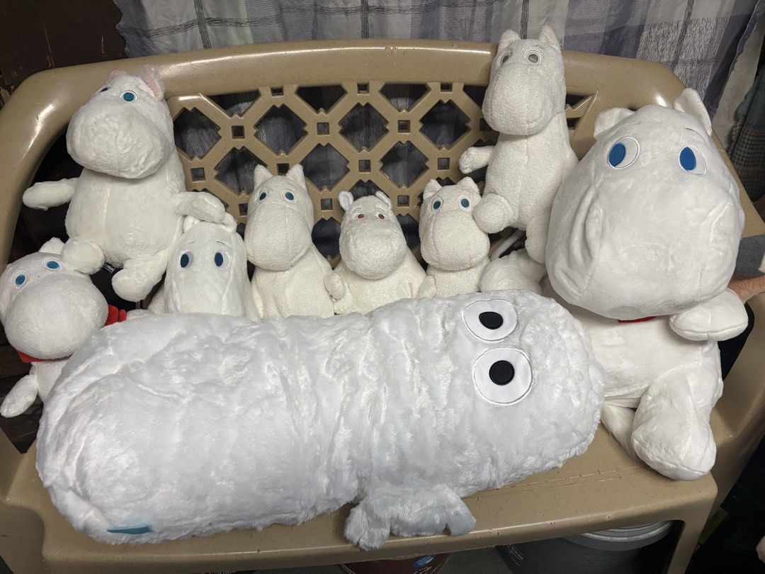 Moomin Plush Toys Collection - Various Sizes (Category: Plushies & Soft Toys) located in Pasig City. Submitted by genyzk (Listing ID 1463657054, Image 1). Description: - Collection of Moomin plush toys - Includes Moomin, Snorkmaiden, and Little My - Some feature red scarves or pink ears - Ideal for Moomin fans and collectors.
