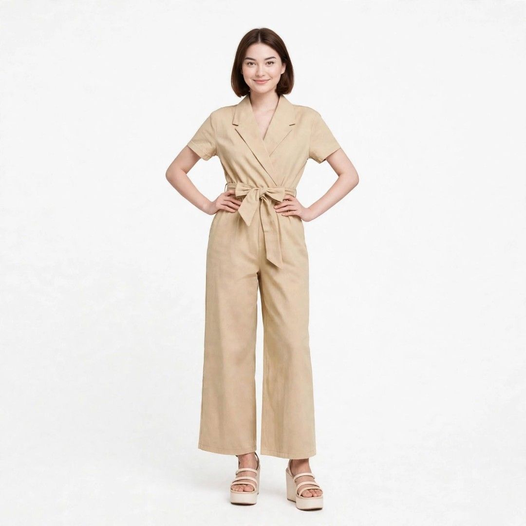 Mossimo Khaki Jumpsuit (Category: Jumpsuits) located in Rizal. Submitted by timeless_shop (Listing ID 1463644534, Image 1). Description: Mossimo Khaki Blazer Jumpsuit - Medium ✨ 📏 Length 40 inches 📐 Width Waistline 15 inches flat laid 👖 Waist Fit 29-32 inches 👚 Bust Fit 34-36 inches ✨ Size Tag M / EU 38 / UK 10 / US 6 💯 Good Condition 10/10 ✨ 🎨 Color Rate 10/10 - Khaki, ganda ng kulay hindi kupas! 🤎 👌 Once ko lang nasuot - Like New talaga
