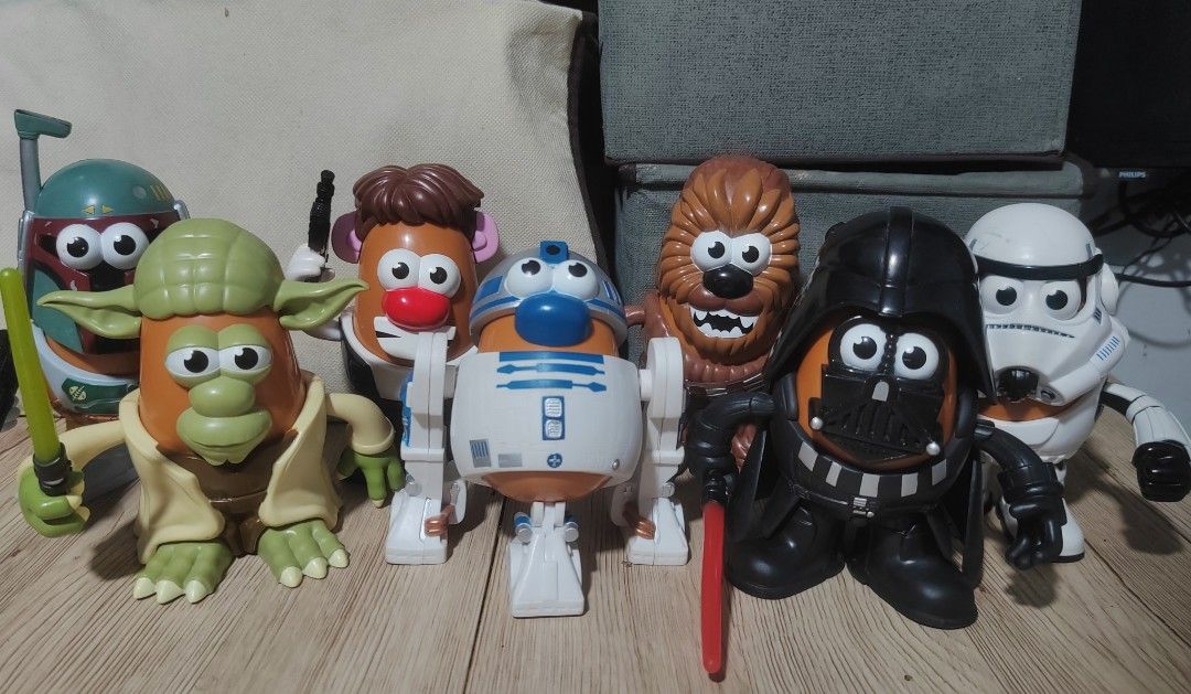 Mr. Potato Head Star Wars Figures Set (Category: Figurines & Statues) located in San Mateo. Submitted by jjdtoyz (Listing ID 1463601196, Image 1). Description: Star wars Mr Potato Head Authentic PRICE: 3.5K Only Set of 7 Includes: * Boba Fett * Yoda * Han Solo (Classic) * R2-D2 * Chewbacca * Darth Vader * Stormtrooper Mode of Payment: Gcash/BDO Shipping: Lalamove Pickup Location: San Mateo Rizal .