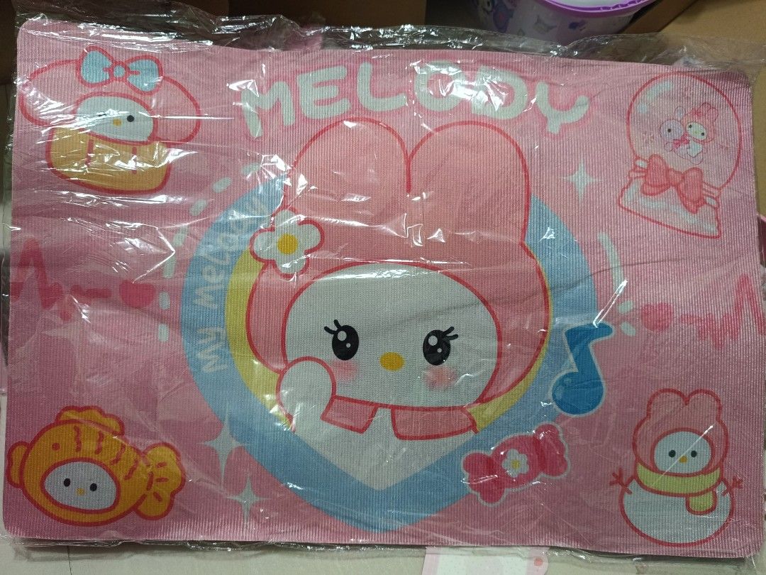 My Melody Plush Pillow, Bag, Mat, and More! (Category: Plushies & Soft Toys) located in Imus. Submitted by mrpp03 (Listing ID 1463666898, Image 2). Description: - Adorable My Melody bundle, all in sweet pink! - Includes: Large plush pillow, fuzzy handbag, doormat, tissue box cover, cap, cup, and foldable storage box. - Perfect gift for any My Melody enthusiast! ALL ITEMS INCLUDED ARE LISTED IN THE LAST PHOTO. PLEASE CHECK. ITEMS ARE IN A PINK COR