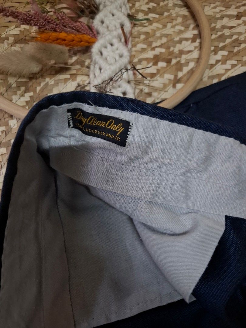 Navy Blue Trousers - 38 Waistline (Category: Trousers) located in Bulacan. Submitted by cathycampo51092 (Listing ID 1463677222, Image 3). Description: - Classic navy blue trousers - Size: Waist 38, Length 35, Width 10 - Made from durable fabric - Versatile for formal or casual wear - Care instructions: Dry clean only.