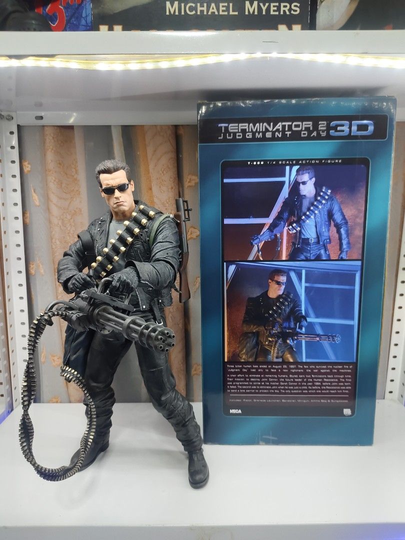 NECA Terminator 2 3D T-800 1/4 Scale Action Figure (Category: Figurines & Statues) located in Manila. Submitted by toycollectorph (Listing ID 1463712457, Image 1). Description: - NECA Terminator 2 1/4 scale action figure - Features the iconic T-800 - Comes with minigun and bandolier accessories - Original box included - A must-have collectible for Terminator fans.