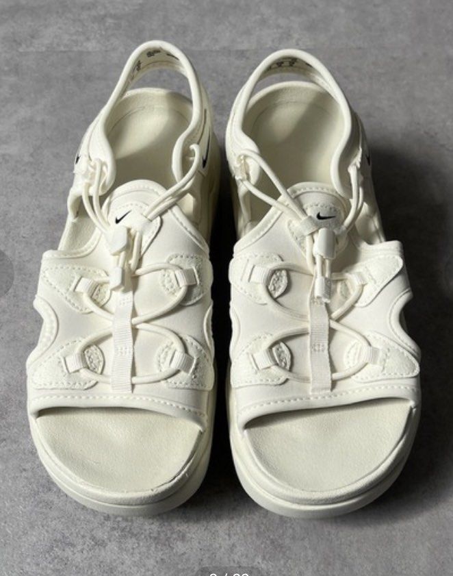 Nike Air Max Koko Sandal Cream White Platform (Category: Sandals) located in Baguio. Submitted by workwear2600 (Listing ID 1463666528, Image 2). Description: - Cream white Nike Air Max Koko sandals - Platform sole with iconic Air Max cushioning - Adjustable strap with easy toggle closure - Size: US 6 / UK 3.5 / EUR 36.5 / CM 23 - Made in Vietnam - Ideal for summer wear.