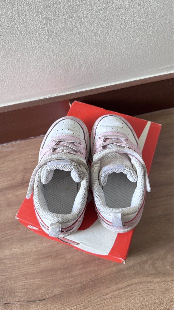 Nike Kids Pink White Sneakers (Category: Babies & Kids Fashion) located in Taguig. Submitted by bpyte0408 (Listing ID 1463596820, Image 2). Description: Nike Pink/White Shoes for Toddler - 100% Authentic - Includes original Nike box - Size 9C.
