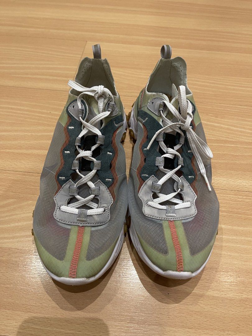 Nike React Element 87 "Light Orewood Brown" (SIZE 11.5) (Category: Sneakers) located in Quezon City. Submitted by brightwolf_7ef5d3 (Listing ID 1463597707, Image 1). Description: - Nike React Element 87 in Light Orewood Brown - Features a translucent upper with eye-catching green and orange accents - Equipped with comfortable React foam sole for all-day wear - Perfect for everyday use.
