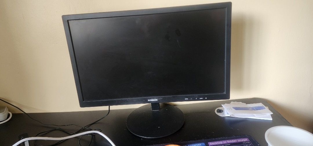 N-Vision Computer Monitor (Category: Monitor Screens) located in Marikina City. Submitted by tepmanalo (Listing ID 1463586151, Image 1). Description: - N-Vision Computer Monitor - Color: Black - Ideal for everyday use, work, and casual browsing - Decent screen size - Includes original stand - Power cable included Issue: screen moisture damage RFS: decluttering.