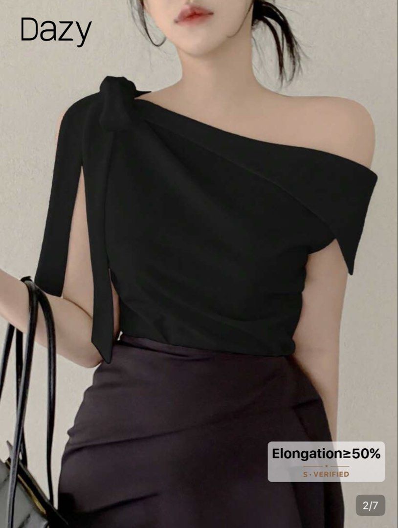 Oblique Collar Cold-Shoulder Tied Bow (Category: Others Tops) located in Naga. Submitted by ayenshia (Listing ID 1463637960, Image 2). Description: Worn only once for just a random day. In excellent condition with no flaws, offering a timeless style that pairs well with both casual and formal looks. Perfect for someone seeking a nearly-new piece at a great value. P.S. Photo is from Shein, used only for style reference..