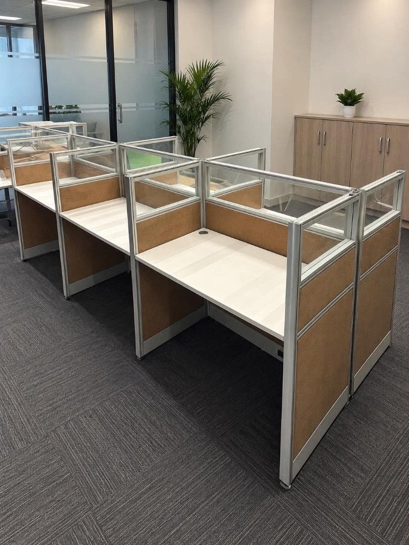 Office Workstations Cubicles with Partitions and Desks (Category: Office Furniture & Fixtures) located in Quezon City. Submitted by kcofficefurnitures (Listing ID 1463711315, Image 2). Description: 🪑 OFFICE WORKSTATION / CUBICLE – FOR SALE Preloved Office Workstation with Glass Partition ✔️ Clean & professional office design ✔️ Fabric ✔️ Spacious individual workstations ✔️ Glass upper partition for added visibility & natural light ✔️ Solid lower