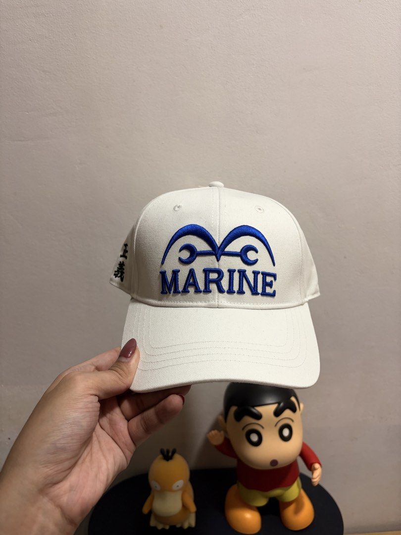 One Piece Marine Cap (Category: Caps & Hats) located in Caloocan City. Submitted by neverletmigo (Listing ID 1463689263, Image 1). Description: - New and unused - One size - Official One Piece merch from Universal Studios Japan - White baseball cap with blue Marine logo embroidered on the front - Adjustable strap at the back MOP: GoTyme | BPI Meetups Preferred (Weekends Only): SM Grand Central | SM North EDSA | Trinoma Shipping via: LBC | Grab | 