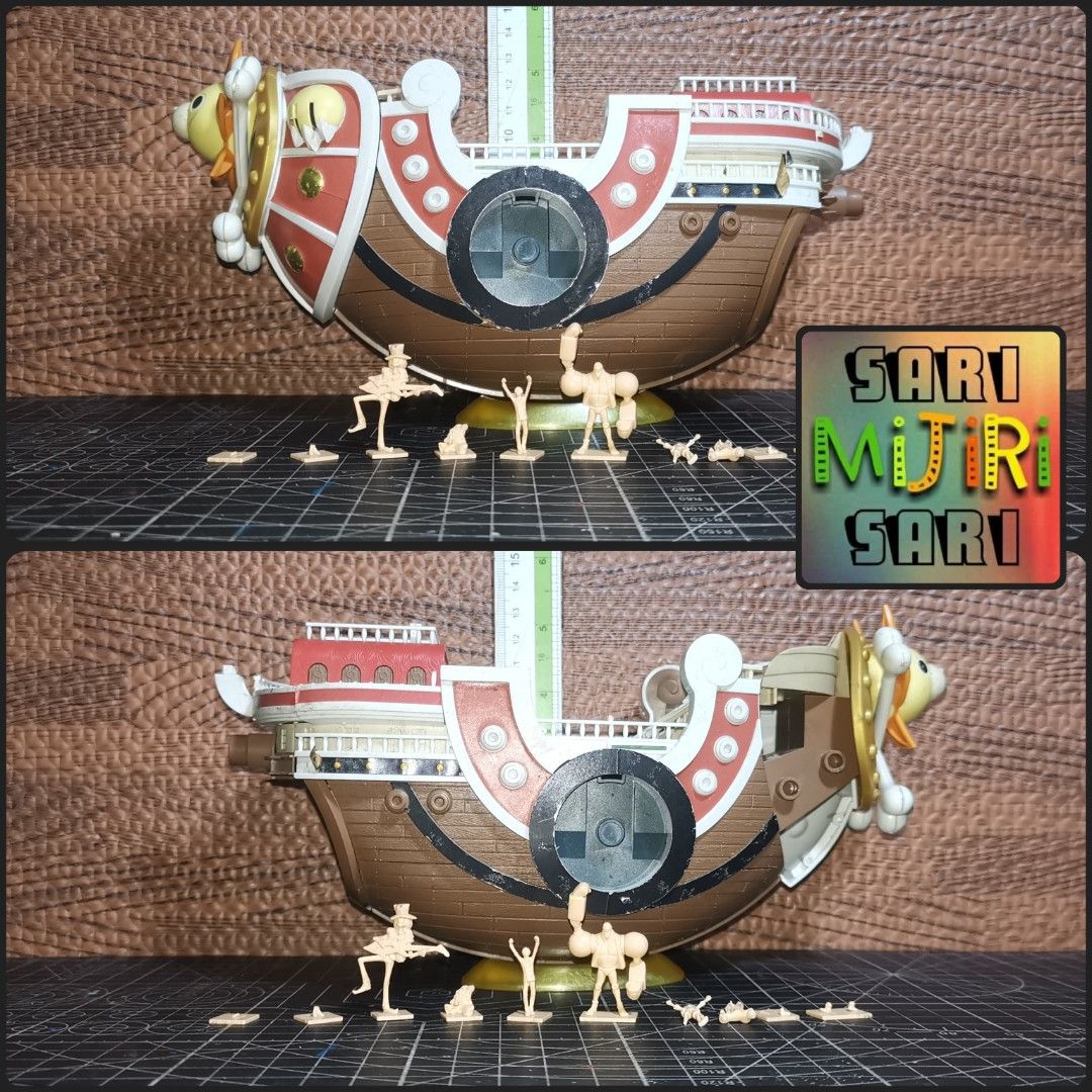 One Piece Thousand Sunny Going Merry Moby Dick Ship Models (Category: Figurines & Statues) located in Quezon City. Submitted by mijirisarisari (Listing ID 1463733685, Image 3). Description: - Scrap spare parts of One Piece model ships: Thousand Sunny, Going Merry & Moby Dick - Includes Jolly Roger flag and small figures - Ideal for One Piece collectors - Sold separately.