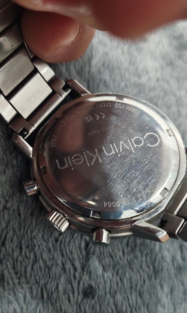 Original Calvin Klein Gauge (Category: Men's Watches) located in Cebu City. Submitted by aceoftime (Listing ID 1463715810, Image 3). Description: In good working condition Swiss analog multifunction quartz movt Blue dial with day/date/24hrs subdials Shatter resistant mineral crystal All in stainless steel 50m water resist Watch only Our Guarantee: 💯 Authentic All watches are checked by our experienced technician to ensure good functionality Plea