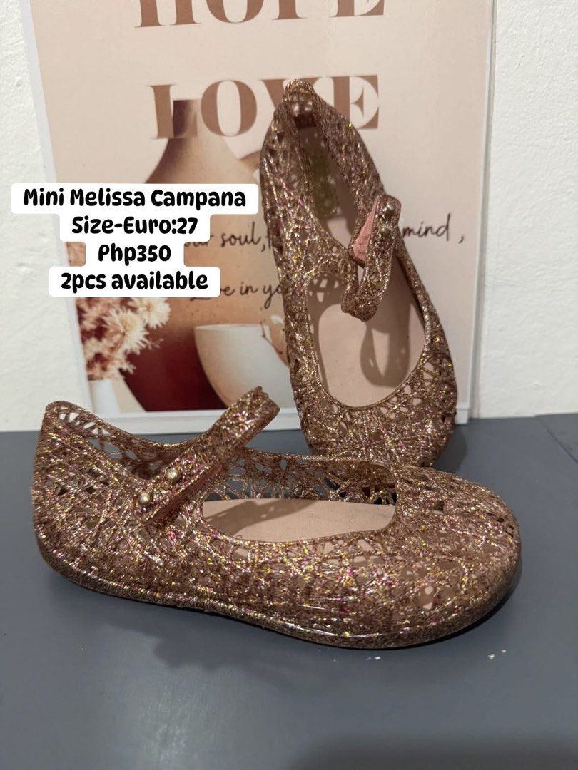 Original Mini Melissa Campana Euro size 27 (Category: Babies & Kids Fashion) located in Porac. Submitted by 3mgoodfinds (Listing ID 1463700913, Image 1). Description: PRELOVED SANDALS SHOES FOR KIDS !!! We do Shipping Nationwide!!! Payment first Policy NOTE:New Miners kindly send Complete details !!! Disclaimer:🛍️ PRELOVED BRANDED 👟✨ ✨ Actual items shown on picture!! ✨ Details, size & condition will be disclosed ✨ Please check the item carefull