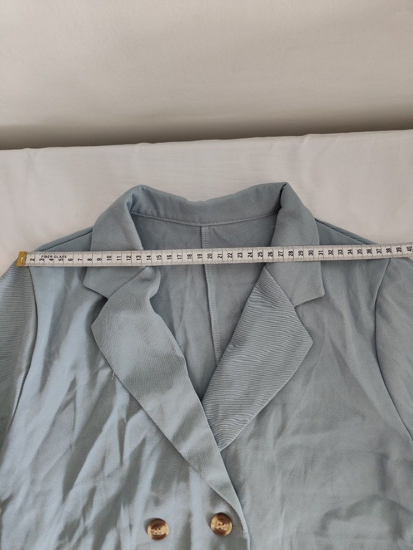 Pastel blue blazer & shorts coords set (Category: Sets or Coordinates) located in Cavite. Submitted by itstrish23 (Listing ID 1463583138, Image 3). Description: Coords set ✨ HQ never been used stretchy fabric for short soft fabric garterized fits small - medium frames no flaws no damage seller from cavite.