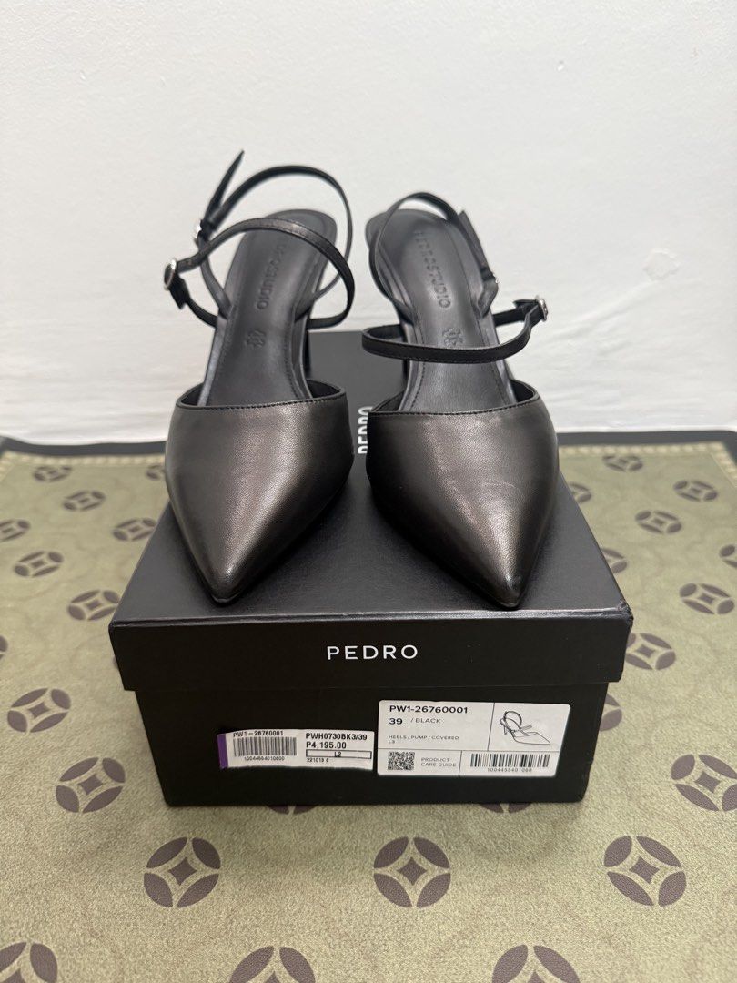 PEDRO Leather Slingback Stiletto Pumps - Size 39 (Category: Heels) located in Quezon City. Submitted by pmaveenjoh81635 (Listing ID 1463716867, Image 1). Description: WTS/LFB PEDRO Leather Slingback Stiletto Pumps - Size 39 PHP 980 (SRP 4,195) Fitted Only/Still New Condition Product Details: * Brand: PEDRO (PEDRO STUDIO) * Color: Black * Size: EU 39 / US 8 Womens * Style: Pointed Toe Slingback Stiletto Heels with Mary Jane Ankle Strap * Sleek, el
