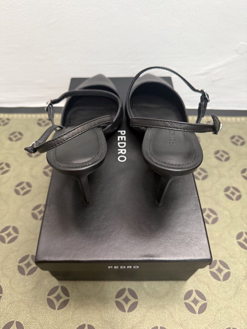 PEDRO Leather Slingback Stiletto Pumps - Size 39 (Category: Heels) located in Quezon City. Submitted by pmaveenjoh81635 (Listing ID 1463716867, Image 3). Description: WTS/LFB PEDRO Leather Slingback Stiletto Pumps - Size 39 PHP 980 (SRP 4,195) Fitted Only/Still New Condition Product Details: * Brand: PEDRO (PEDRO STUDIO) * Color: Black * Size: EU 39 / US 8 Womens * Style: Pointed Toe Slingback Stiletto Heels with Mary Jane Ankle Strap * Sleek, el