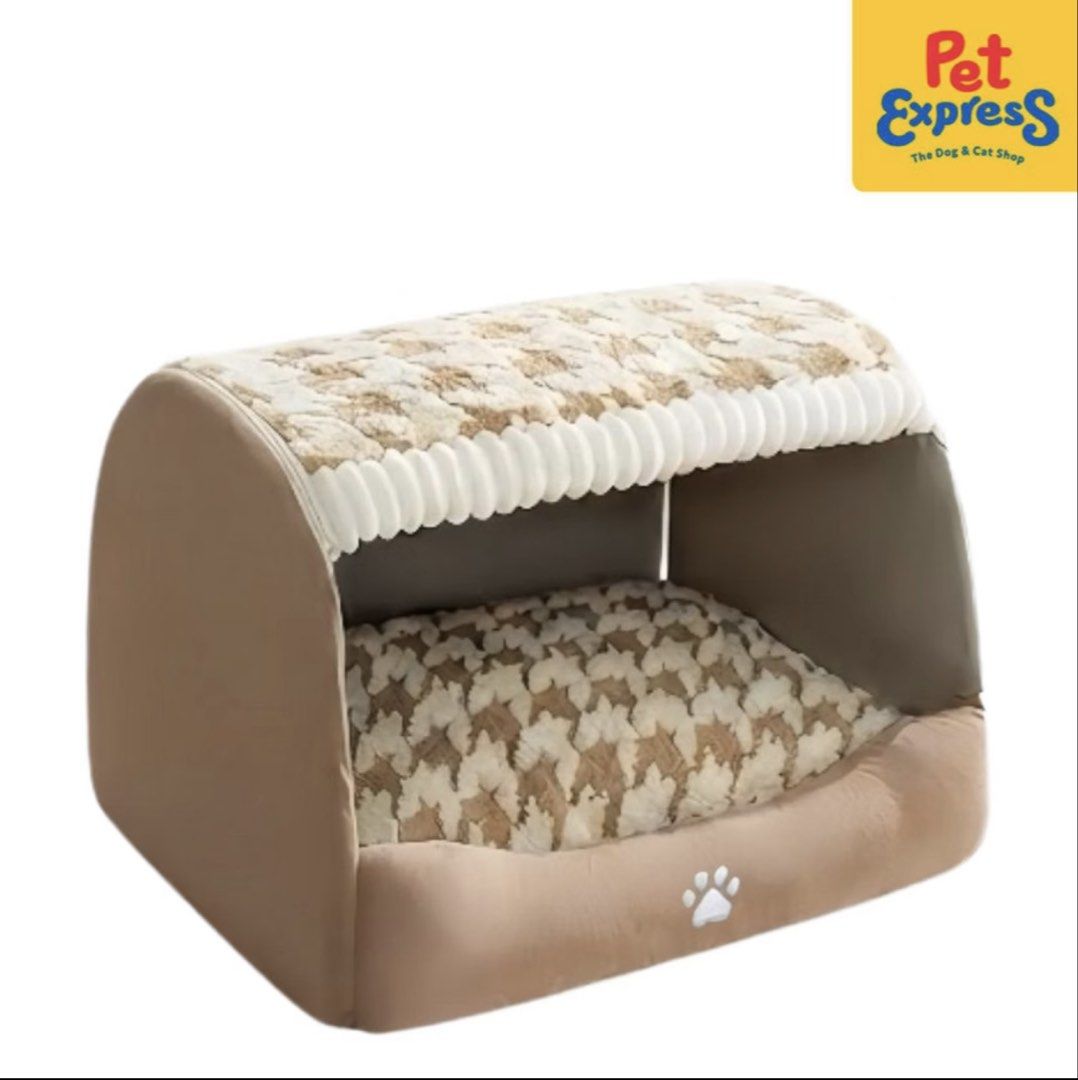 Pet Express Snug Pals Coco Printed Cave Pet Bed Brown (Category: Bedding & Towels) located in Manila. Submitted by ennui242526 (Listing ID 1463738267, Image 1). Description: - Super cozy bed for your furry friend - Soft, plush interior with a cute houndstooth pattern - Enclosed design for a sense of security - Easy to clean - Great for small to medium-sized pets - Adorable paw print detail on the front RFS: Too small for our dog; it was only set 