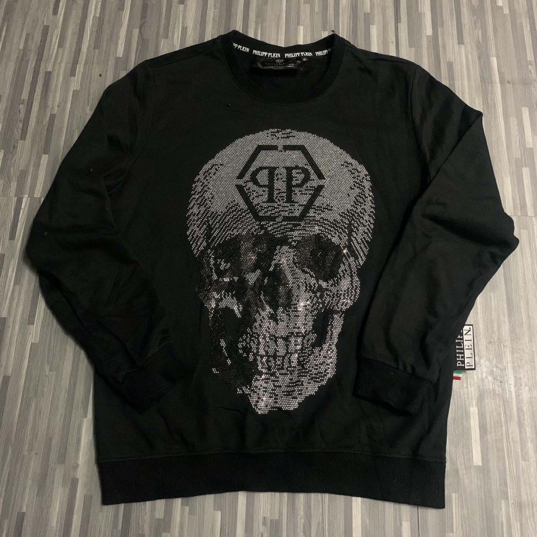 Philipp Plein Platinum Cut Skull Sequin Sweatshirt (Category: Coats, Jackets and Outerwear) located in Manila. Submitted by blaze_213 (Listing ID 1463740598, Image 3). Description: - Brand: Philipp Plein - Color: Black - Size: M - Features: Large sequin skull graphic on front - Line: Platinum Cut - Origin: Made in Italy - Style: Statement piece.