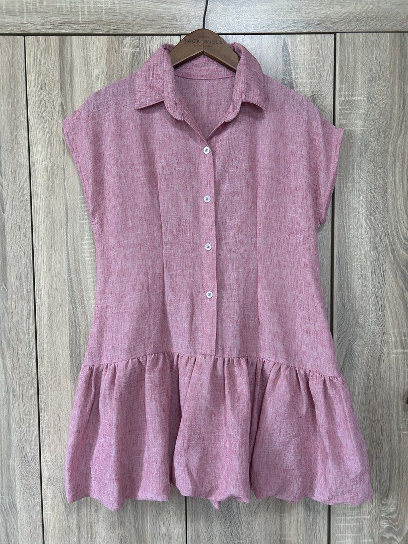 Pink collar dress (Category: Dresses) located in Bulacan. Submitted by relove.re (Listing ID 1463624027, Image 1). Description: - fit from S to M petite - Pink Dress - with peplum skirt style - puff bottom.