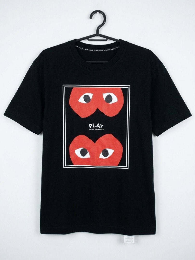 PLAY DOUBLE HEART LOGO (Category: Tshirts & Polo Shirts ) located in Las Pinas. Submitted by rafabenito (Listing ID 1463583198, Image 1). Description: PLAY LOGO T-SHIRT Lightly used Color quality 9/10 Size: S-M L: 26” W: 19”.