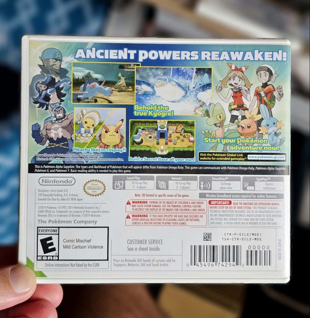 Pokemon Alpha Sapphire (Category: Nintendo) located in Santa Rosa. Submitted by j.r.constantino (Listing ID 1463610577, Image 2). Description: For sale Pokemon Alpha Sapphire - Original US version - Complete with case and insert - Cartridge is working and has no issue Sta Rosa, Laguna meetup or shipping via Jnt/LBC/Lalamove.