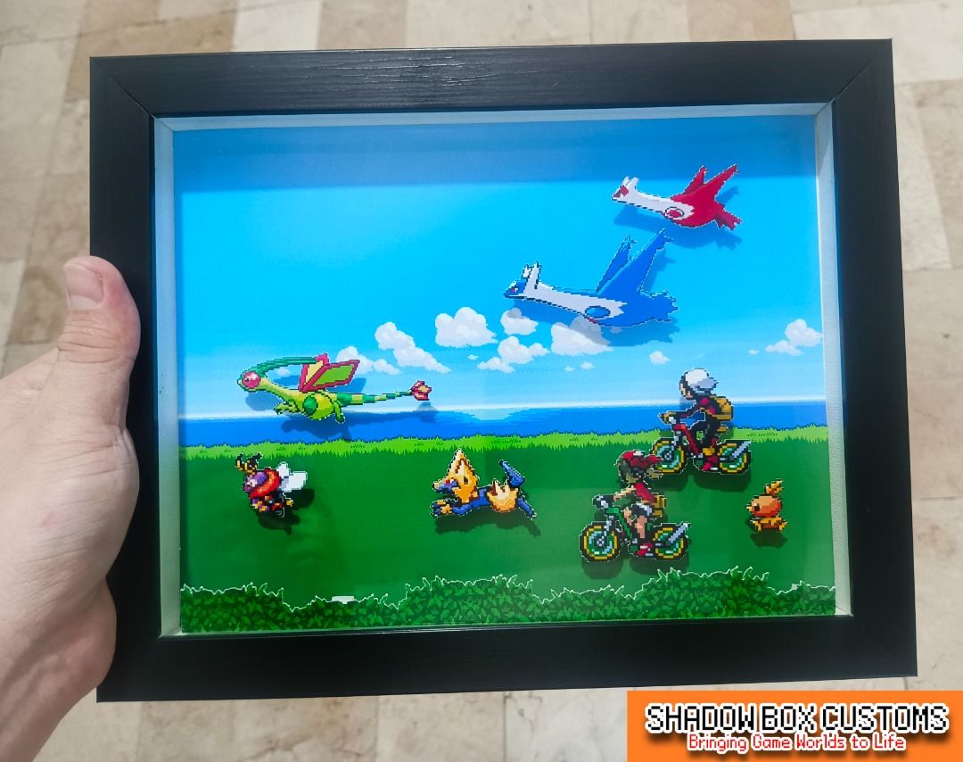 Pokemon Emerald Opening Scene Shadow Box, Video Gaming, Video Games ...