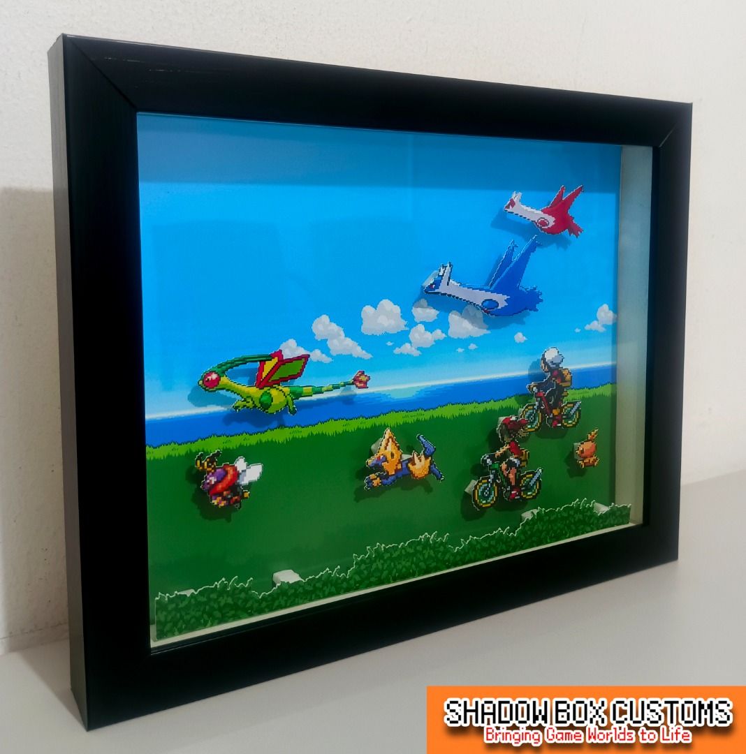 Pokemon Emerald Opening Scene Shadow Box, Video Gaming, Video Games ...