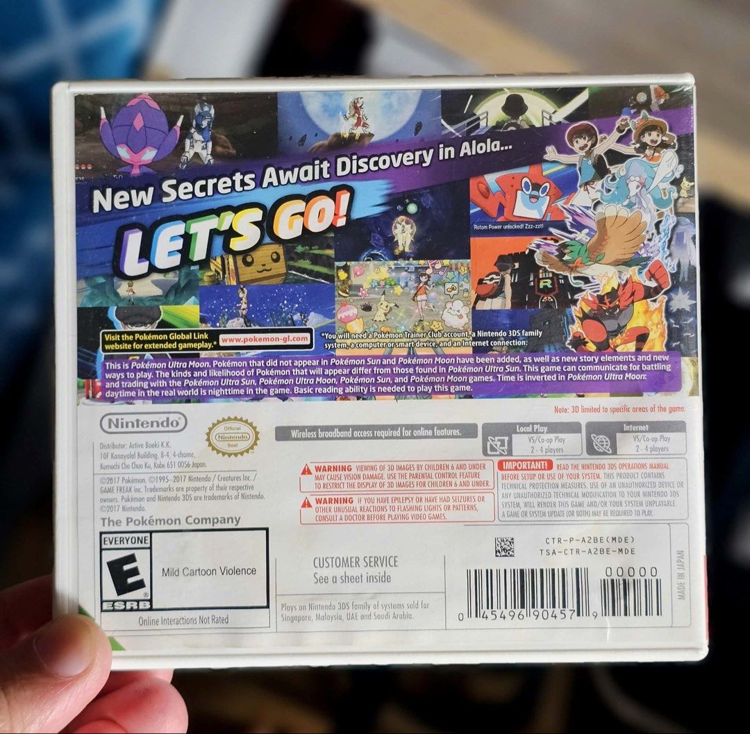 Pokemon Ultra Moon (Category: Nintendo) located in Santa Rosa. Submitted by j.r.constantino (Listing ID 1463605478, Image 2). Description: For sale Pokemon UltraSun - Original MDE/US version - With case and insert - Cartridge is working and has no issue - Cover art has some water mark Sta Rosa, Laguna meetup or shipping via Jnt/LBC/Lalamove.