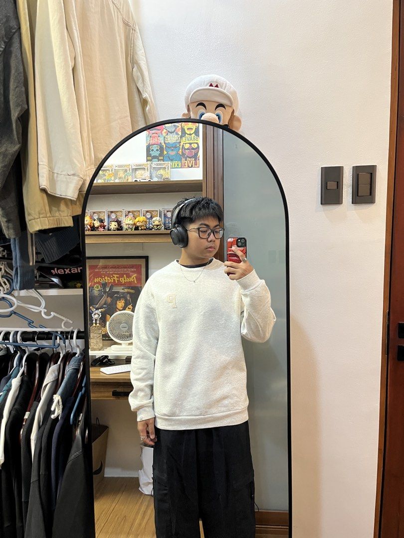 Polham Basics Gray Sweatshirt (Category: Coats, Jackets and Outerwear) located in Davao. Submitted by spilled.bins (Listing ID 1463683992, Image 3). Description: Polham Basics Gray Sweatshirt Width: 22.7in Length: 29.5in Large Measurement | Best Fit XL Small Yellow Stain Excellent Condition Mine: ₱400 . +shipping fee on top . Model Reference: Height: 5’5 feet Weight: 68kg.