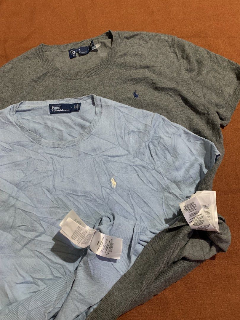 Polo Ralph Lauren Sweaters (2 pcs) (Category: Longsleeves) located in Davao. Submitted by cheineebau09680 (Listing ID 1463662914, Image 3). Description: - Bundle deal: Get both Polo Ralph Lauren sweaters! - Colors: 1 Grey, 1 Light Blue - Size: Large (L) for both - Features: Signature embroidered polo player logo on chest - Style: Ideal for casual everyday wear.
