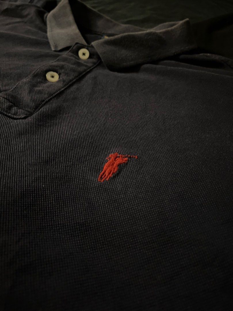 POLO SHIRT (Category: Tshirts & Polo Shirts ) located in Manila. Submitted by urbanhits (Listing ID 1463609496, Image 2). Description: POLO RALPH LAUREN RED SMALL PONY NAVY BLUE POLOSHIRT / 28 length / 22 width / 9/10 Condition 8.5 Color Rate no necktag & need wash (issue).