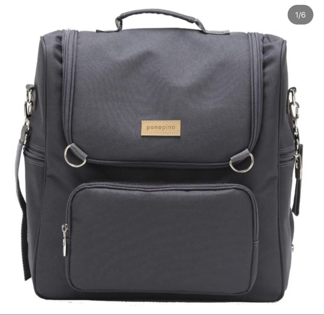 Ponopino Diaper Bag Backpack - Dark Grey (Category: Backpacks) located in Quezon City. Submitted by pattycloset08 (Listing ID 1463559632, Image 1). Description: - Dark grey Ponopino diaper bag - Multiple compartments for organization - Insulated pocket for bottles - Convenient side pocket for easy access - Versatile: wear as a backpack or carry by top handle - Ideal for parents on the go.
