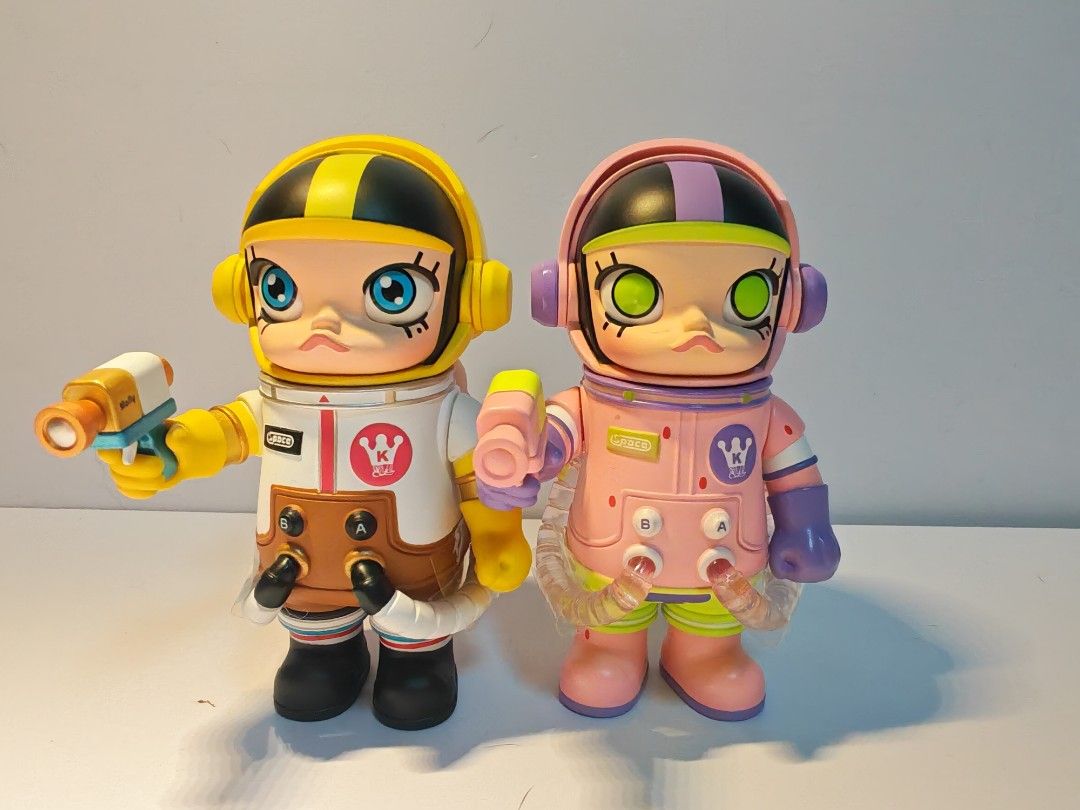 Popmart Space Molly and Labubu Spongebob, Patrick and Mr. Crabs (Category: Designer & Blind Box Toys) located in Quezon City. Submitted by destashingme (Listing ID 1463662883, Image 2). Description: lot of 3 Nickleodeon characters 2 Space Molly and 1 Labubu only the Space molly have cards. wala si Mr. Crabs.