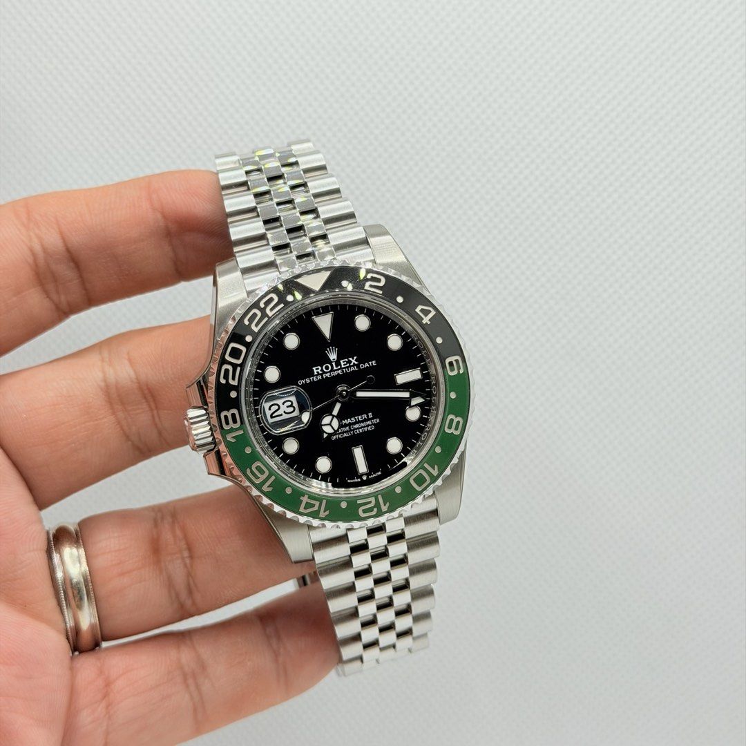 Pre Owned 05/2026 Rolex 126720VTNR GMT Master II Sprite Jubilee 126720 (Category: Watches) located in Singapore. Submitted by worthytime (Listing ID 1463710284, Image 1). Description: 🫵Join our Tele-gram channel for latest updates: worthytime.biz/tele ➡️Rolex 126720VTNR GMT Master II Sprite Jubilee ➡️May 2026 (5 Years Rolex International Warranty Till 05/2031) ➡️Very Mint Condition (Unpolished) ➡️Protective Stickers Applied ➡️Full Complete Set +