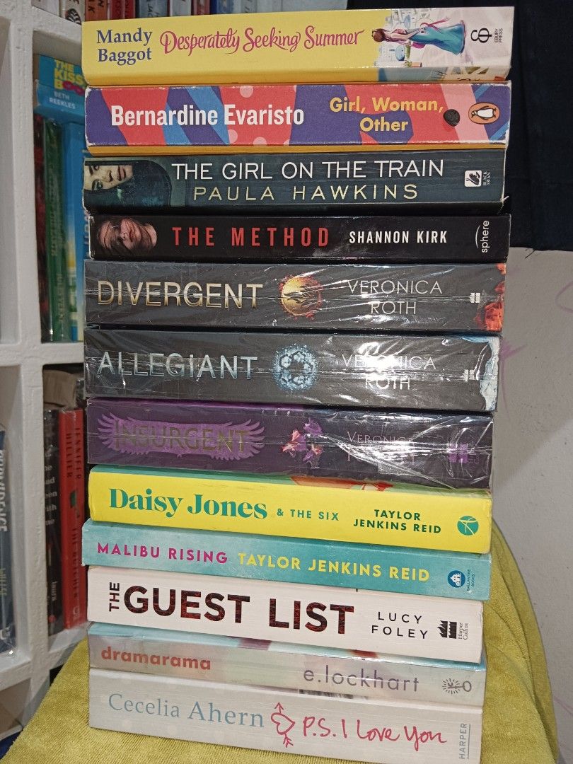 Premium books (Category: Storybooks) located in Manila. Submitted by rosareads (Listing ID 1463568242, Image 1). Description: Decluttering some of my collection Prices ps Ily-250 dramarama-200 guest list- 300 (sold) Malibu rising-450 Daisy jones-300 divergent trilogy- 650 the method -200 girl on train-100 girl,woman other- 100 desperately - 120 I can do orange app check out too location - Albay payment first.