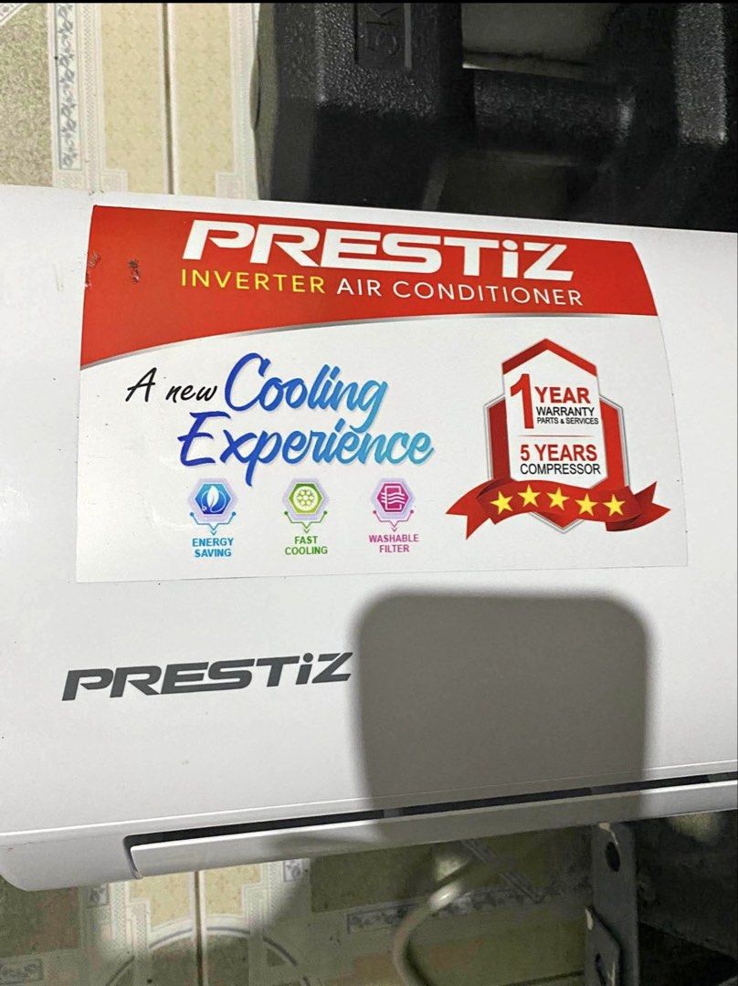 PRESTIZ Inverter Split Type Air Conditioner ACS-09IDYX (Category: Air Conditioning and Heating) located in Quezon City. Submitted by saberonkathleen (Listing ID 1463640030, Image 1). Description: 🔥 *FOR SALE: PRESTIZ INVERTER SPLIT TYPE AIR CONDITIONER 1hp - 3 MONTHS LANG NAGAMIT AND BIHIRA GAMITIN IN A WEEK 📣 DETAILS OF SPECS: ✅ PRESTIZ brand AC 1hp ✅ Split type and Inverter type ✅ With remote control ✅ Complete accessories - bracket, bolts an