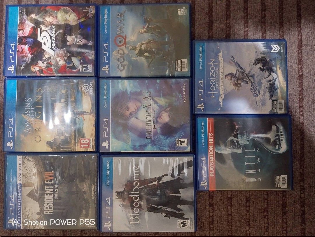 PS4 Slim Console with 7 Games (Category: PlayStation) located in Manila. Submitted by mariabigai38703 (Listing ID 1463663239, Image 3). Description: - PS4 Slim Console (Black) - 7 Games Included: - Persona 5 - God of War - Horizon Complete Edition - Assassin's Creed Origins - Final Fantasy X/X-2 - Resident Evil - Bloodborne - System Software: 13.52 - Storage: 408.5 GB total, 304.6 GB used - All games come in their original cases - Perfect bundle 