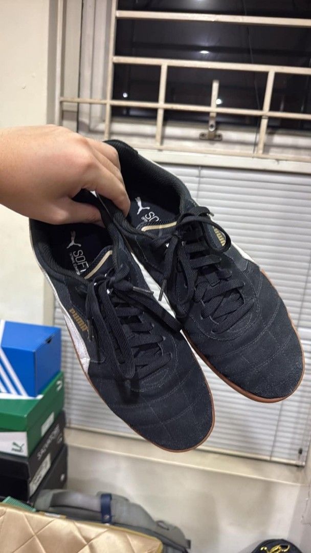 Puma astro kick (Category: Sneakers) located in Manila. Submitted by ralf015 (Listing ID 1463718886, Image 1). Description: - Brand: Puma - Style: Suede Indoor Soccer Shoes - Color: Black with white accents - Sole: Gum sole - Size: US 12 / UK 11 / EUR 46 - Features: Puma logo on side and sole, soft foam insole - Ideal for: Casual wear, indoor sports.