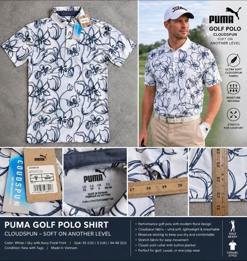 Puma CLOUDSPUN performance golf shirt - Small (Category: Activewear) located in Pasay City. Submitted by golfclubtraderph (Listing ID 1463698404, Image 1). Description: FS : Puma CLOUDSPUN performance golf shirt. It’s an XS that fits like a small. It’s authentic, lightweight, stretchy, and the tags are still on. See attached photos for details. Price is 3,250 php. I accept BDO, BPI, Metrobank, GCash, or LBC COD/COP. Shipping via Lalamove or Grab 