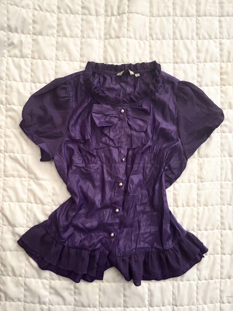 Purple Ruffled Bow Blouse (Category: Blouses) located in Tarlac. Submitted by lucyfinds (Listing ID 1463687844, Image 2). Description: .