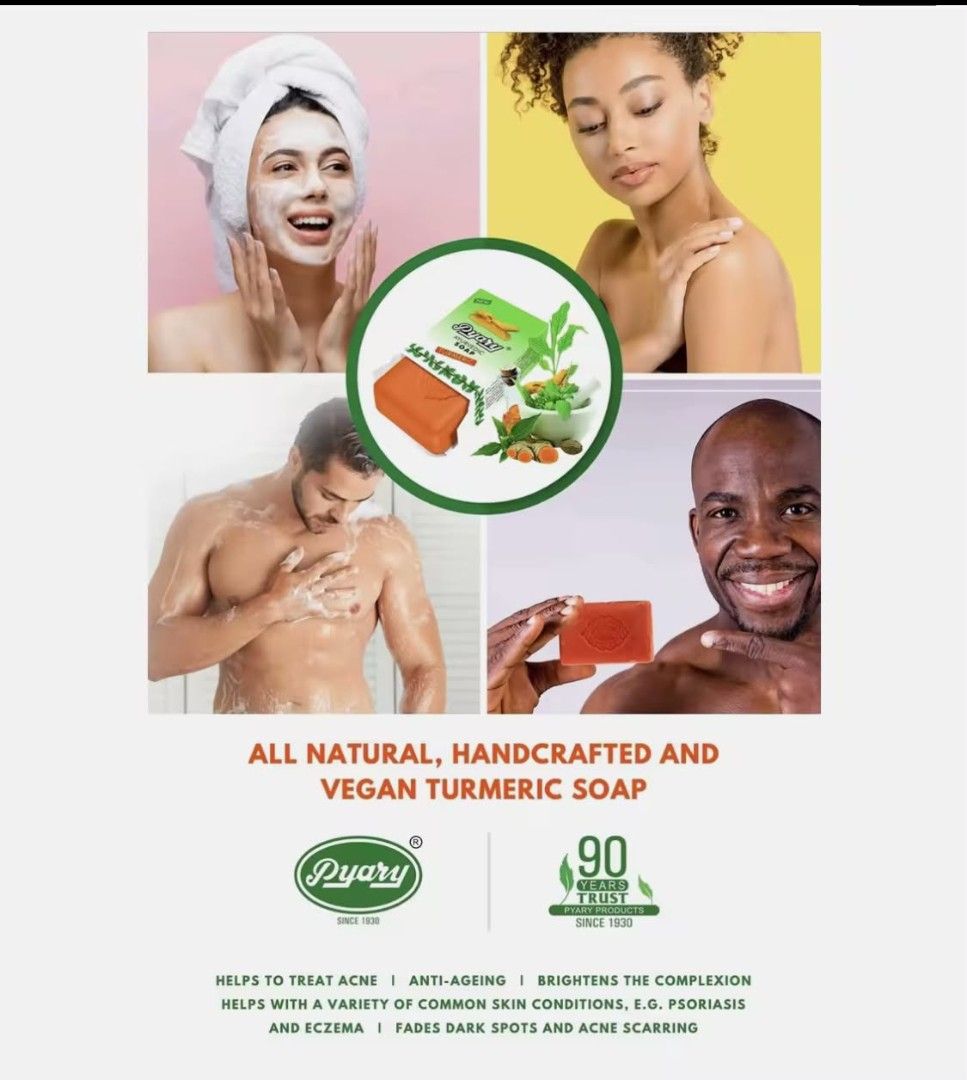 Pyary Turmeric Soap (Category: Bath) located in Dasmarinas. Submitted by pepperronnie (Listing ID 1463598398, Image 3). Description: 🧡 Pyary Ayurvedic Turmeric Soap Brand: Pyary (trusted since 1930 — 90+ years) Type: All-natural, handcrafted, vegan, herbal/ayurvedic soap 📋 Key Ingredients: - ✨ Turmeric Extract — main active ingredient ​ - 🥥 Coconut Oil ​ - 🫒 Castor Oil ​ - 🪵 Cinnamomum Zeylanicum ​ - 🌰 Hydnocarpus Oil ✨ Benefits: - ✅ Helps 