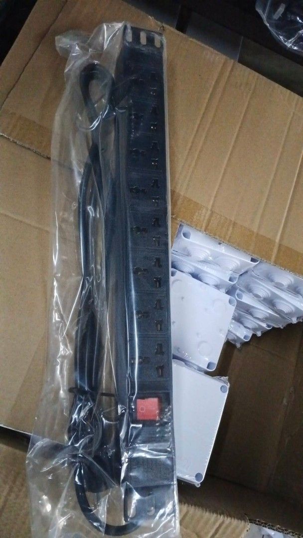 Rack Mountable Power Strip with Individual Switches (Category: Electrical, Adaptors & Sockets) located in Manila. Submitted by gentleflower_d35c5f (Listing ID 1463578599, Image 2). Description: - Rack mountable power strip - Individual on/off switch for each outlet - Ideal for organizing server racks and home offices - Sleek black color - Includes power cord.