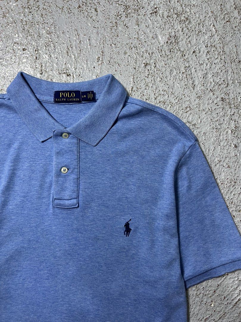 Ralph Lauren Blue Pima Poloshirt (Category: Tshirts & Polo Shirts ) located in Davao. Submitted by don_jungco (Listing ID 1463671591, Image 3). Description: Condition: Like New Color rate: 10/10 Issue: Repair pinhole “check last pic” barely noticeable Width - 22 Length - 29 Best Fit - Large.
