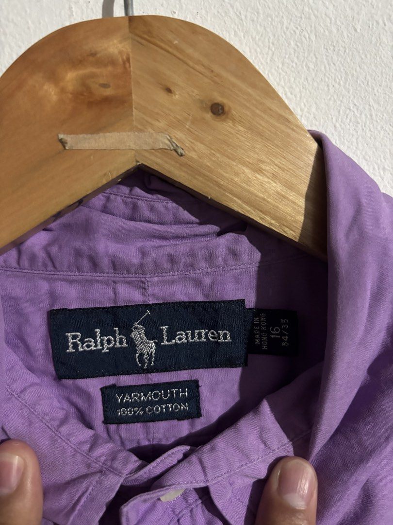 Ralph Lauren Purple Button Down Shirt - Size 16 (Category: Shirts) located in Naga. Submitted by ajrc.shop (Listing ID 1463674686, Image 3). Description: Purple Polo Ralph Lauren button-down long-sleeve shirt ✅Size: XL ✅Width: 25 ✅Length: 33 ✅Color Rate: 9/10 ✅Issue: None ✅Need Wash ✅Location: Bicol Naga City, Camarines Sur ✅Courier: J&T Express/Flash Express ✅MOP: Gcash only.