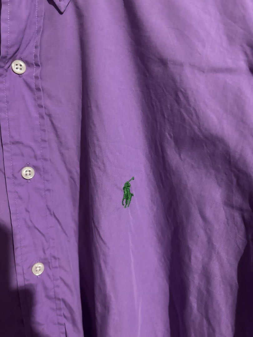 Ralph Lauren Purple Button Down Shirt - Size 16 (Category: Shirts) located in Naga. Submitted by ajrc.shop (Listing ID 1463674686, Image 2). Description: Purple Polo Ralph Lauren button-down long-sleeve shirt ✅Size: XL ✅Width: 25 ✅Length: 33 ✅Color Rate: 9/10 ✅Issue: None ✅Need Wash ✅Location: Bicol Naga City, Camarines Sur ✅Courier: J&T Express/Flash Express ✅MOP: Gcash only.