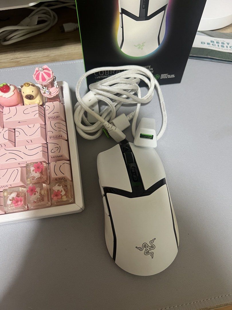 Razer Cobra Pro White Edition Wireless Gaming Mouse (Category: Mouse & Mousepads) located in Quezon City. Submitted by royal.laileenchen (Listing ID 1463657801, Image 2). Description: - Limited Edition White Razer Cobra Pro Wireless Gaming Mouse - Versatile Connectivity: Bluetooth and 2.4GHz wireless - 10 Customizable Controls for personalized gameplay - Stunning Razer Chroma RGB Lighting with 11-zone underglow - High-Performance Razer Focus Pro 