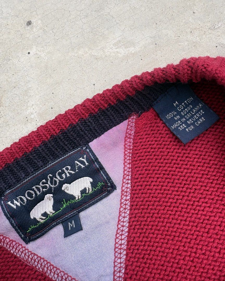 Red Knit Crewneck Sweater (Category: Coats, Jackets and Outerwear) located in Calamba. Submitted by lyrons.wardrobe (Listing ID 1463642012, Image 3). Description: Woods & Gray tag and a small crest embroidery on the chest 22x29 .