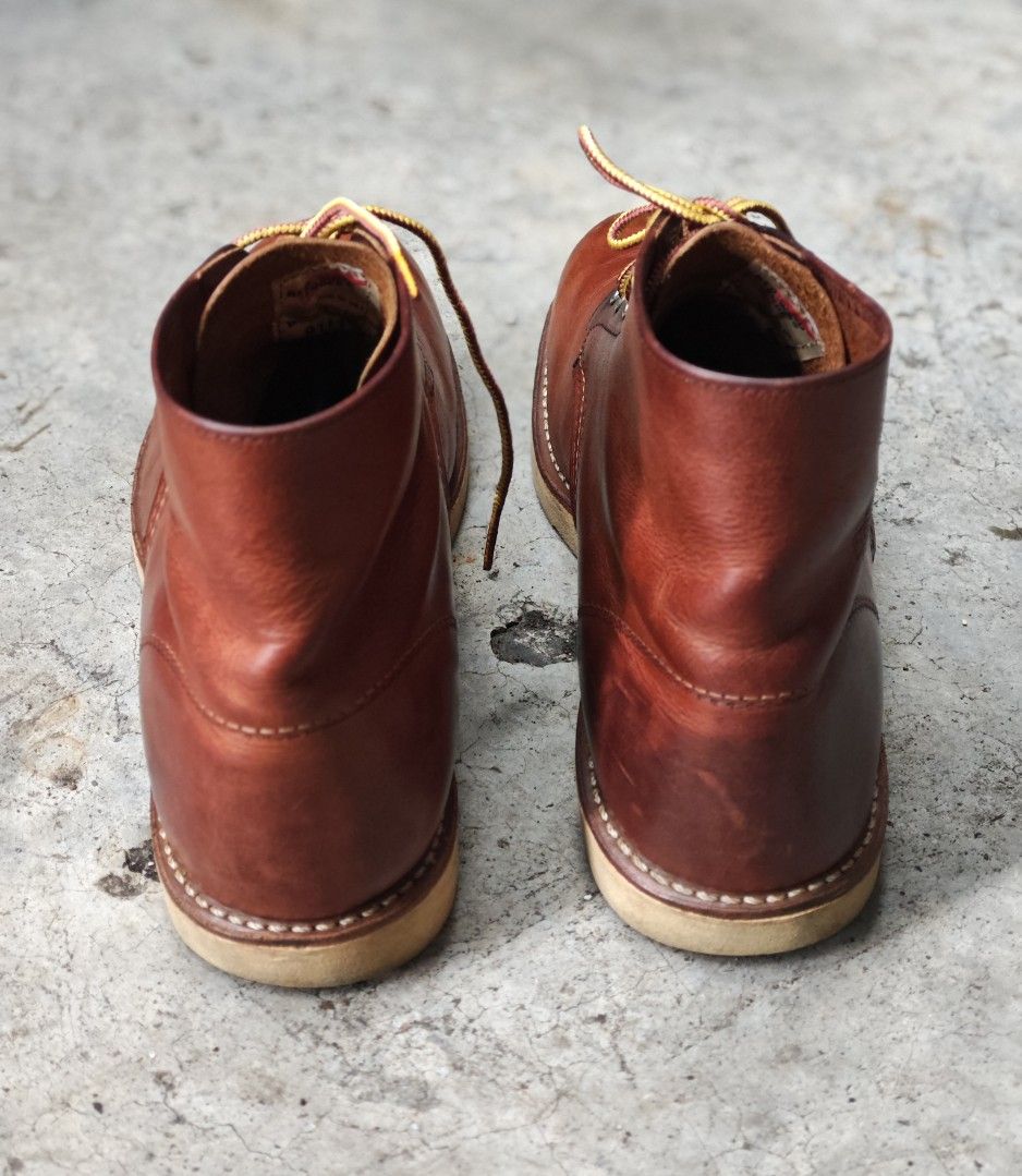 Red Wing 9111 Copper Rough and Tough (Category: Boots) located in Quezon City. Submitted by naj.gnabiuq (Listing ID 1463700602, Image 3). Description: Selling a pair of Red Wing 9111 Heritage boots. Copper Rough and Tough leather. Classic work boot style. Laced up with yellow and red laces. Soles look good. Some minor scuffs on the leather from normal wear. Still plenty of life left in these. well used no issue refer to photos.